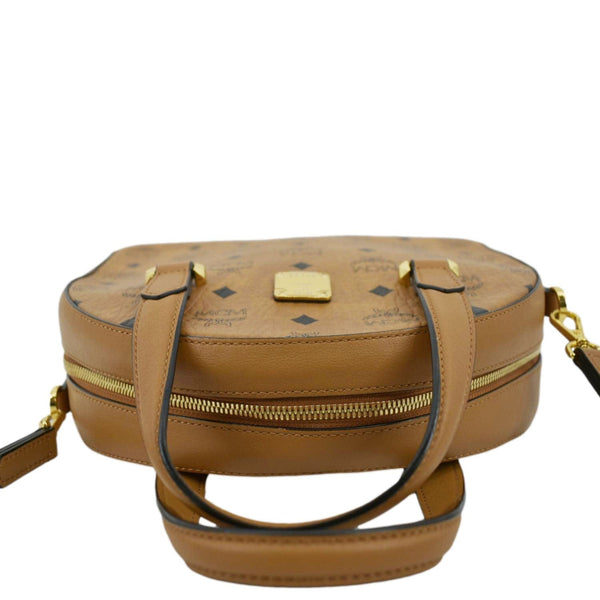 MCM Half Moon Medium Visetos Canvas Tote Bag Cognac