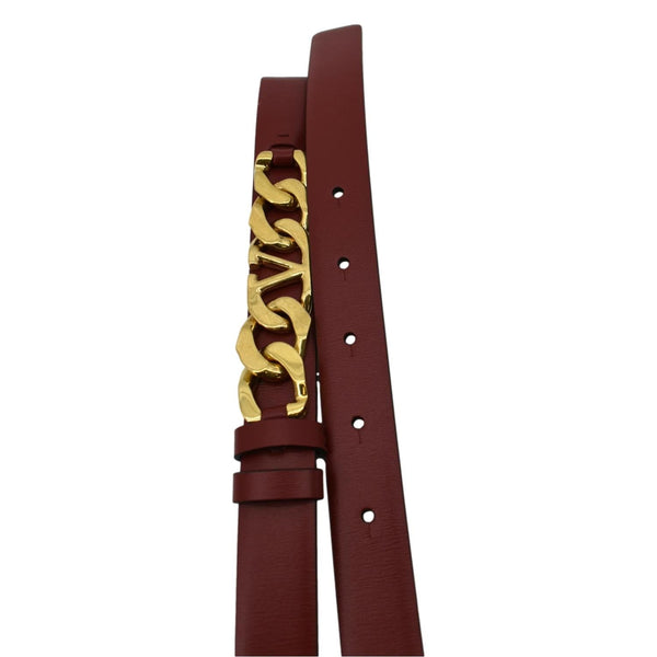 Valentino V Logo Chain Leather Belt in Red color - Product