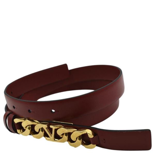 Valentino V Logo Chain Leather Belt in Red color - Right Side