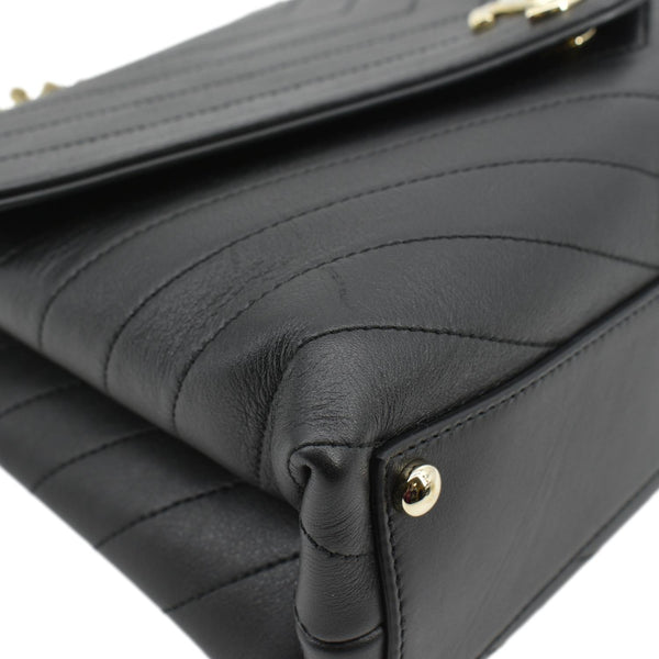 CHANEL Coco Flap Chevron  Stitched Leather Shoulder Bag Black