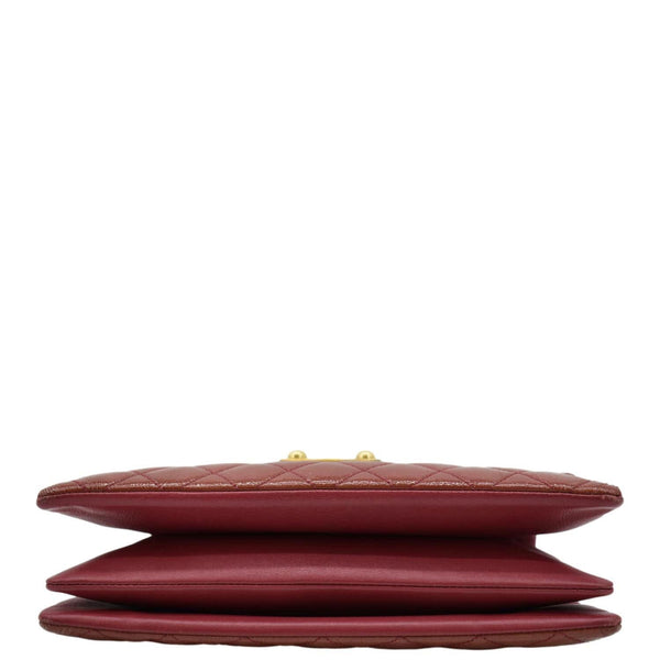 CHANEL 3 Pocket Accordion Flap Small Patent Leather Shoulder Bag Red