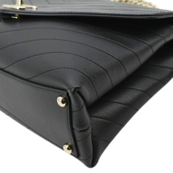 CHANEL Coco Flap Chevron  Stitched Leather Shoulder Bag Black