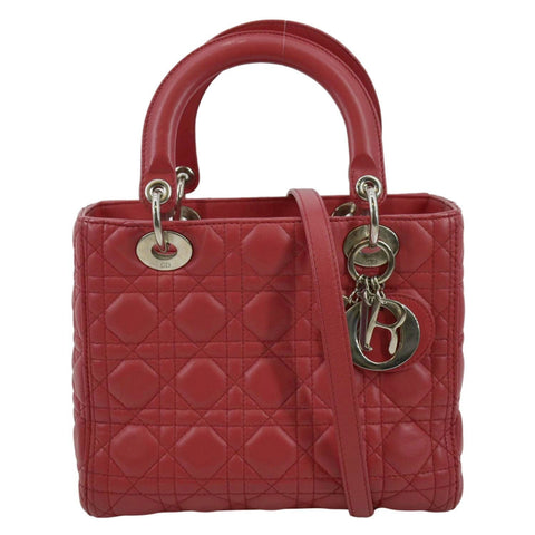 CHRISTIAN DIOR Lady Dior Cannage Lambskin Shoulder Bag Pink