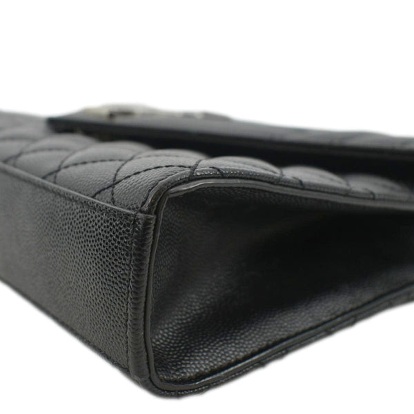 YVES SAINT LAURENT Envelope Medium Matelassé Leather Crossbody Chain Bag Black