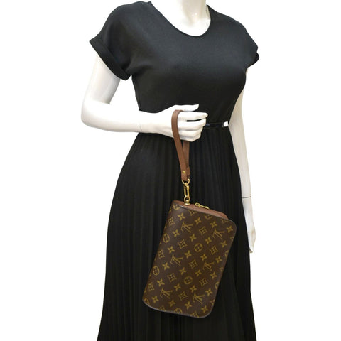 LOUIS VUITTON Orsay Monogram Canvas Clutch Bag Brown