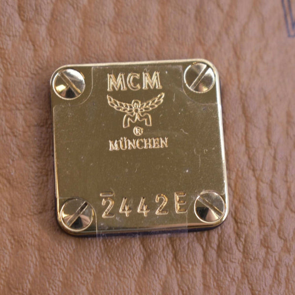 MCM Half Moon Medium Visetos Canvas Tote Bag Cognac