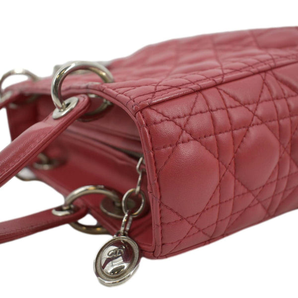 CHRISTIAN DIOR Lady Dior Cannage Lambskin Shoulder Bag Pink