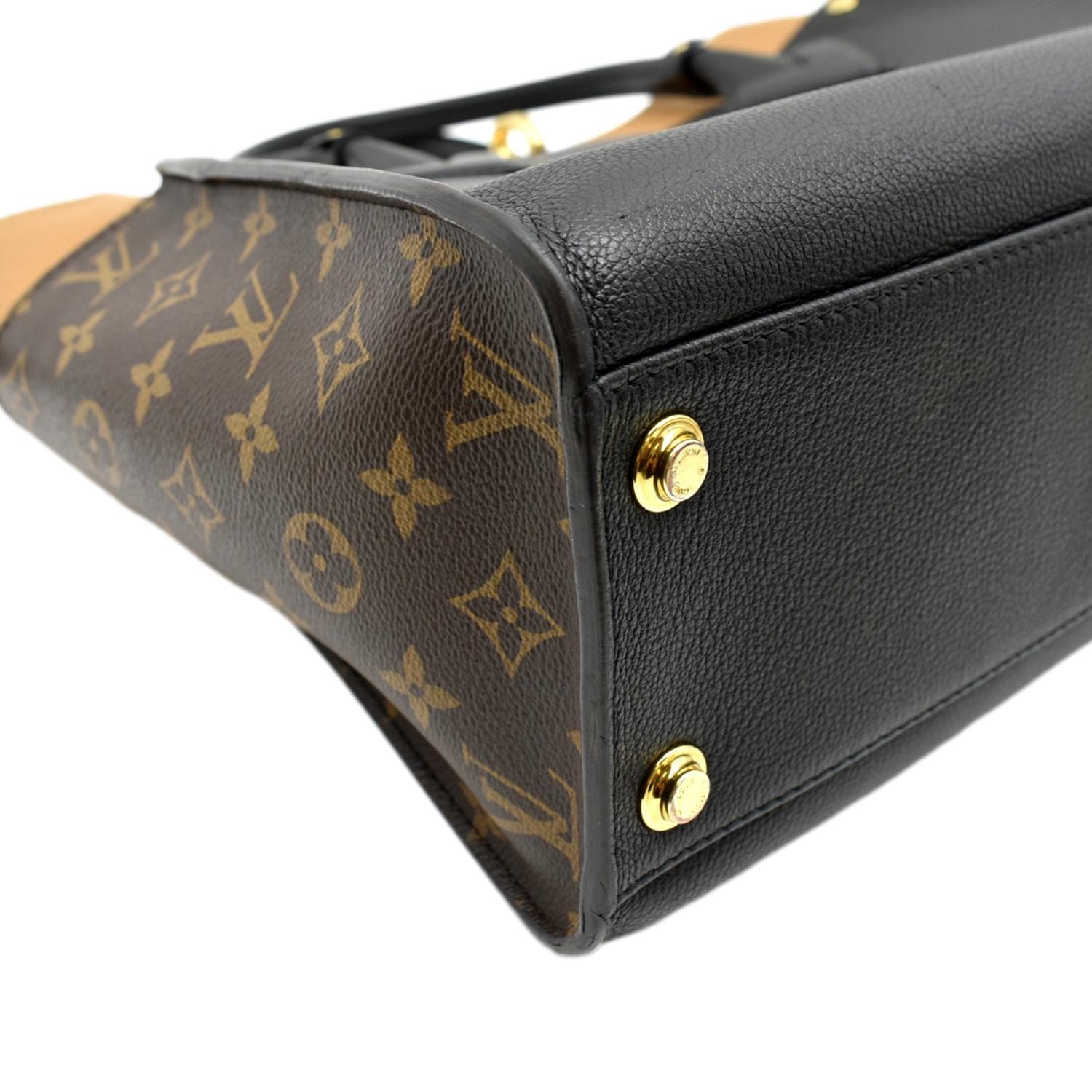 Louis Vuitton Black Calfskin & Monogram Canvas Double V Handbag