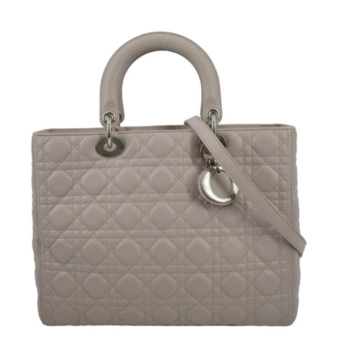 CHRISTIAN DIOR Lady Dior Large Quilted Leather Shoulder Bag Pink