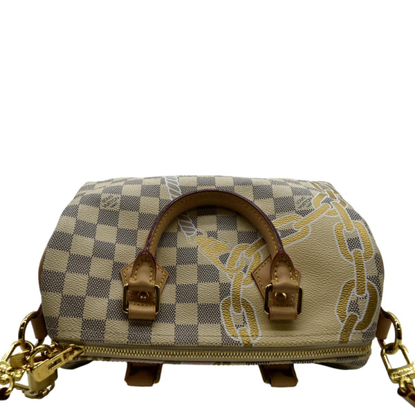 LOUIS VUITTON Nautical Speedy 25 Bandouliere Damier Azur Shoulder Bag White