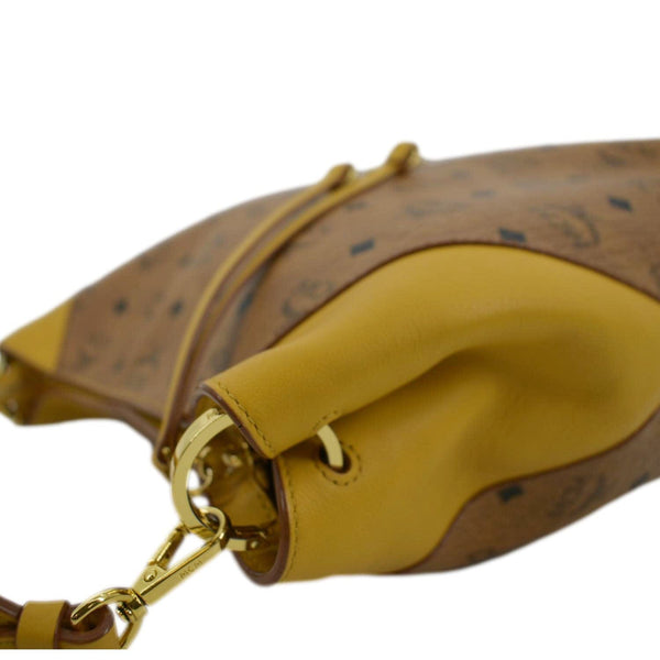 MCM Klara Large Monogram Visetos Leather Hobo Bag Yellow