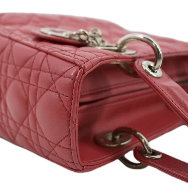 CHRISTIAN DIOR Lady Dior Cannage Lambskin Shoulder Bag Pink