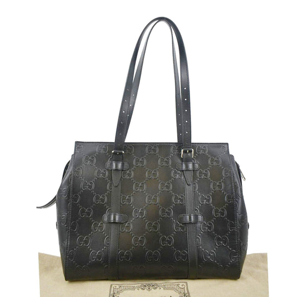 GUCCI GG Embossed Leather Tote Bag Black 232947
