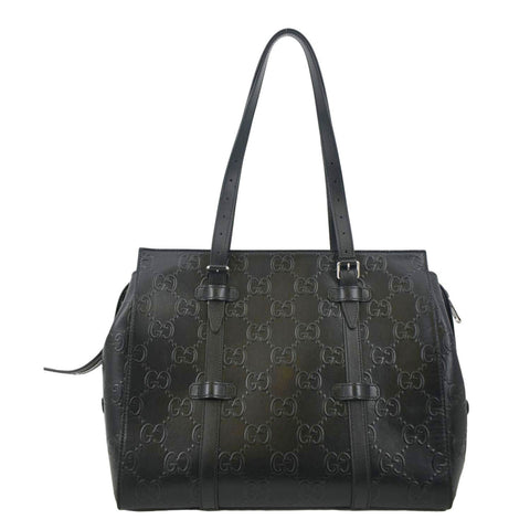 GUCCI GG Embossed Leather Tote Bag Black 232947