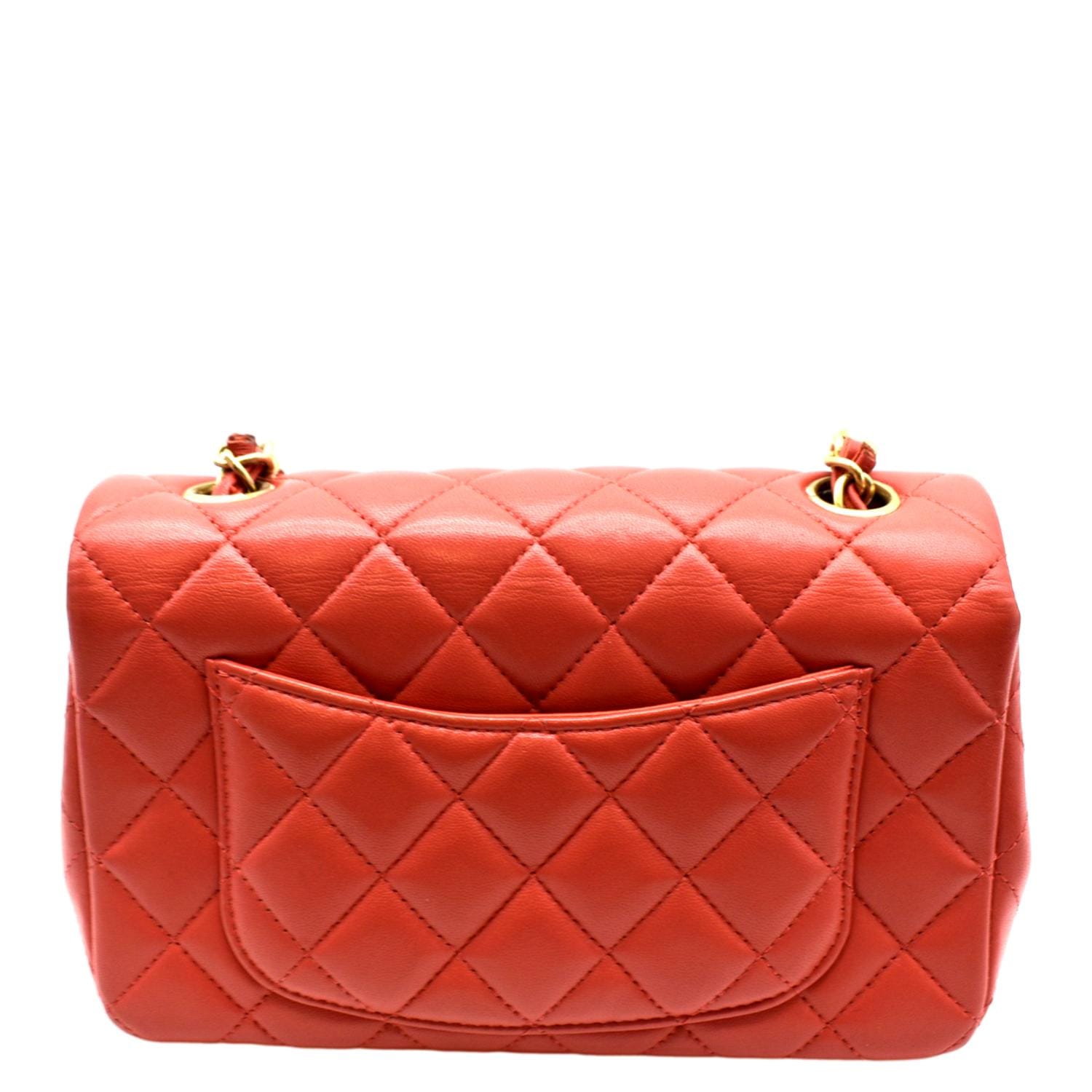 Chanel Mini Top Handle Rectangular Flap Quilted Leather Crossbody Bag Red