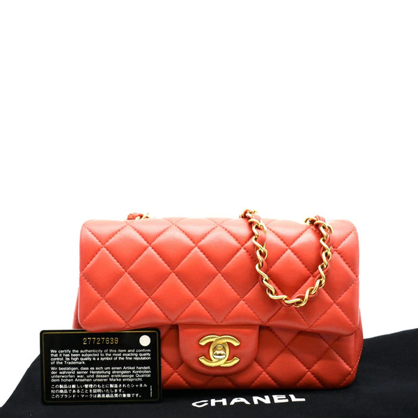 CHANEL Mini Rectangular Flap Quilted Leather Crossbody Bag Red