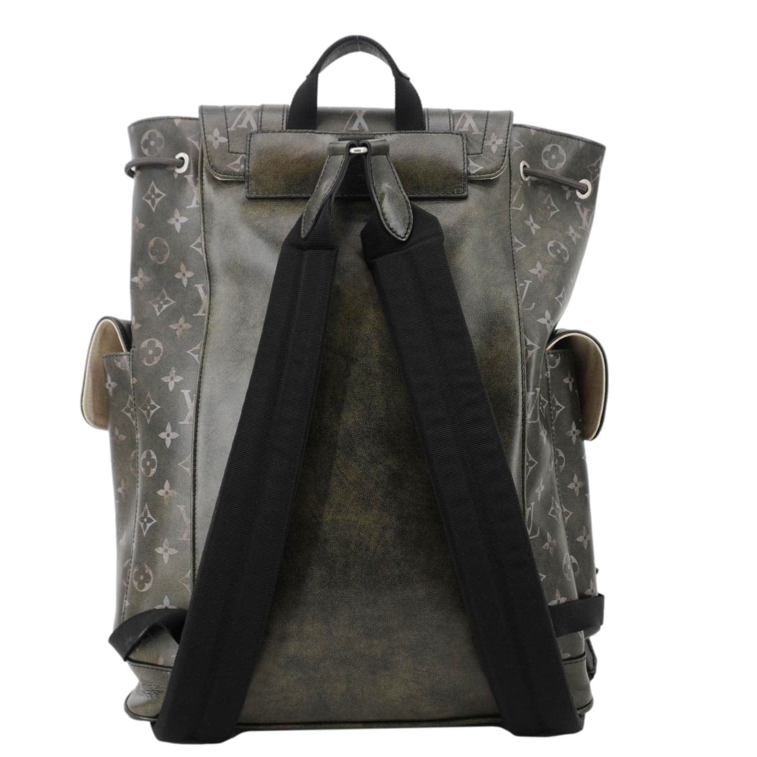 louis vuitton christopher backpack inside color LOUIS VUITTON Christopher MM Brushed Monogram Cowhide Leather Backpack
