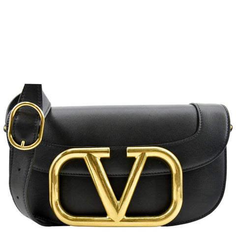 VALENTINO Supervee Leather Crossbdoy Bag Black