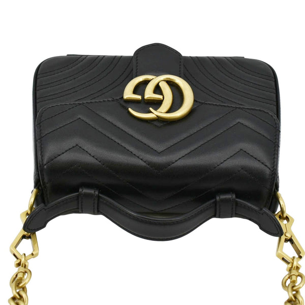 GUCCI GG Marmont Leather Top Handle Crossbody Bag Black 547260
