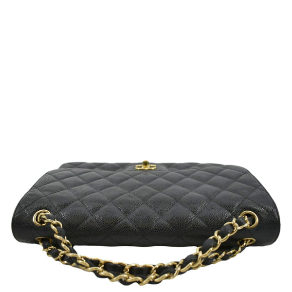 CHANEL Classic Double Flap Quilted Caviar Leather Shoulder Bag Black