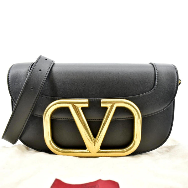 VALENTINO Supervee Leather Crossbdoy Bag Black