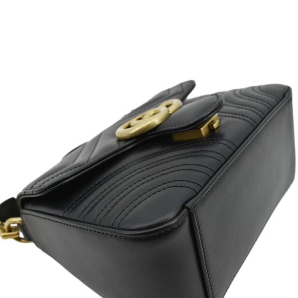 GUCCI GG Marmont Leather Top Handle Crossbody Bag Black 547260