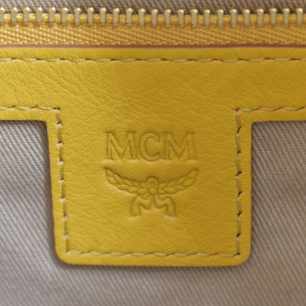 MCM Klara Large Monogram Visetos Leather Hobo Bag Yellow