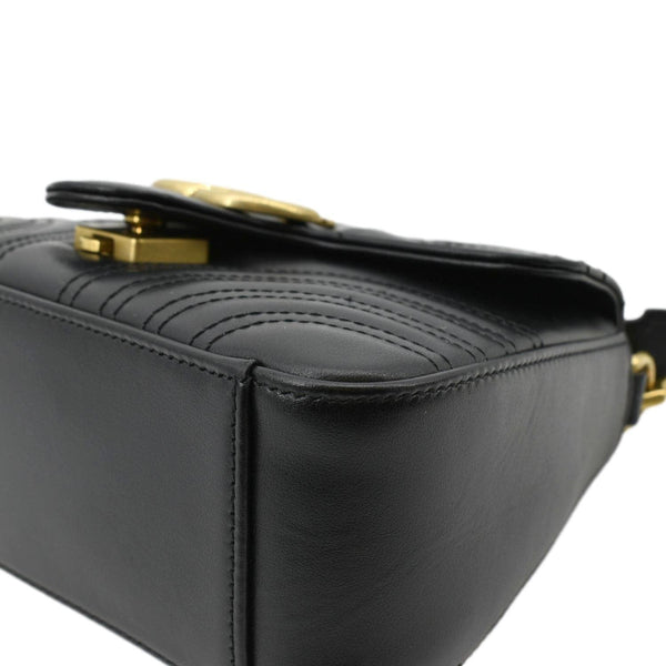 GUCCI GG Marmont Leather Top Handle Crossbody Bag Black 547260