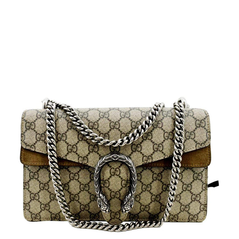GUCCI Dionysus Small GG Supreme Canvas Shoulder Bag Beige 400249