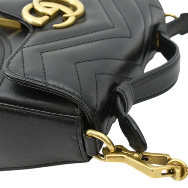 GUCCI GG Marmont Leather Top Handle Crossbody Bag Black 547260