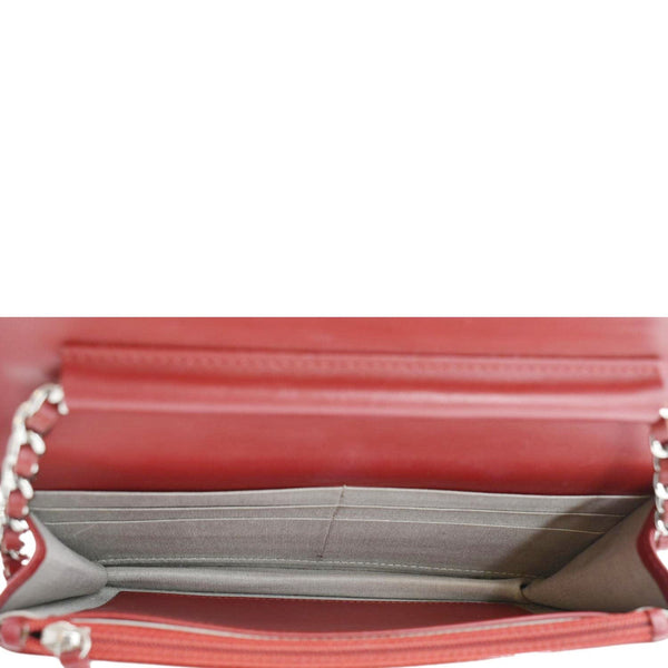 CHANEL Brilliant WOC Quilted Patent Leather Crossbody Wallet Red
