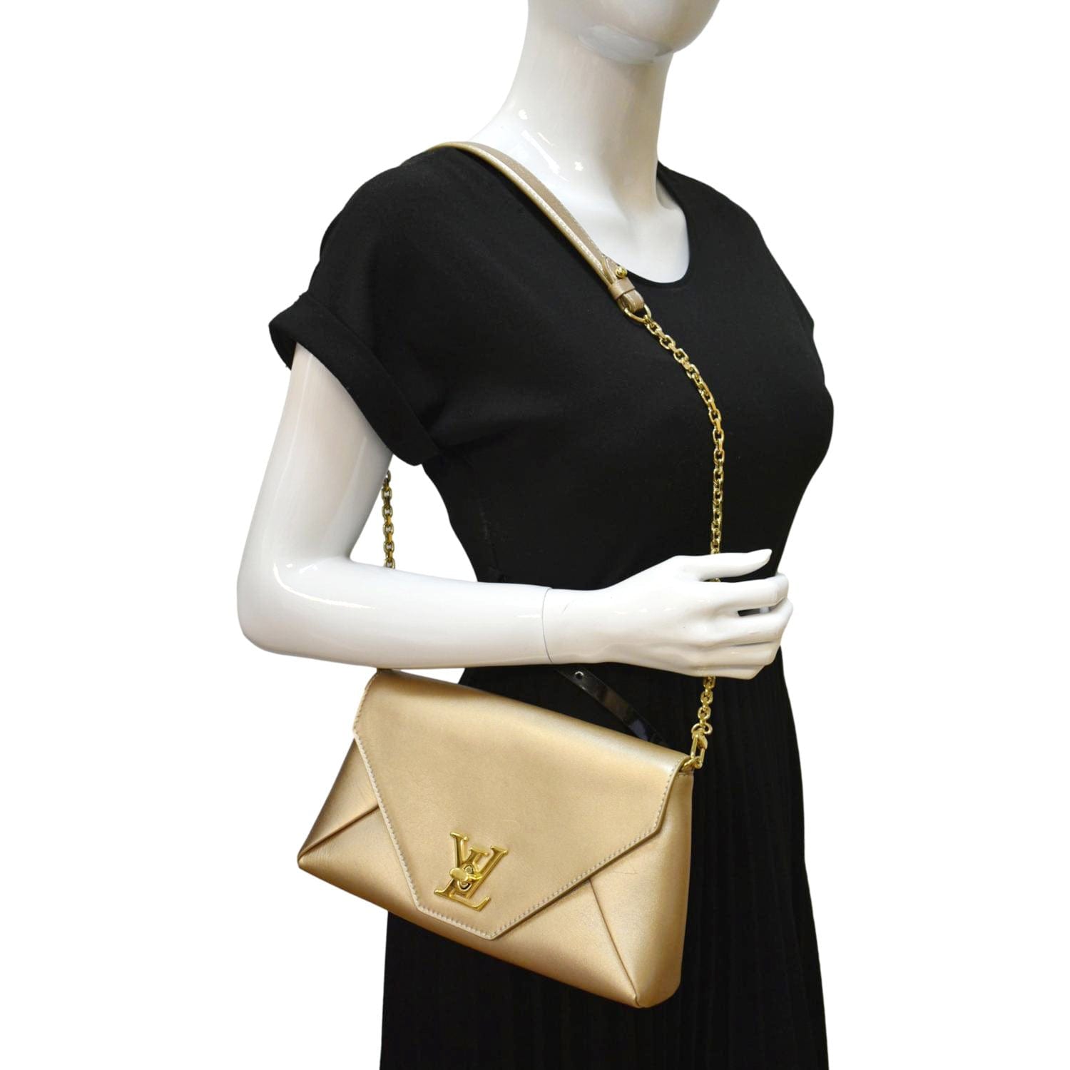 Louis vuitton Love note clutch shoulder handbag gold calfskin leather