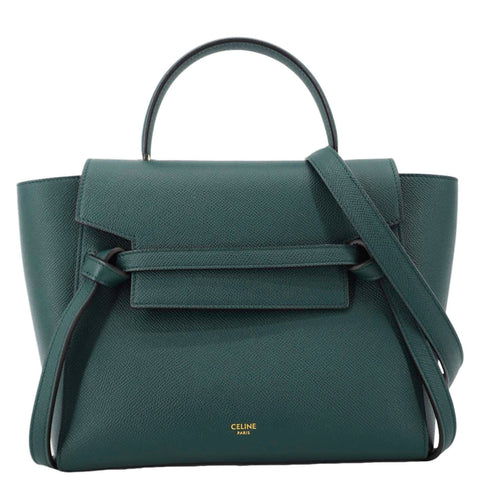 CELINE Micro Belt Grained Leather Shoulder Bag Green