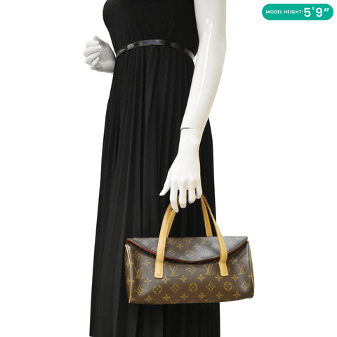 LOUIS VUITTON Sonatine Monogram Canvas Satchel Bag Brown