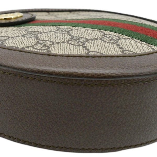GUCCI Ophidia Mini GG Round Supreme Monogram Web Crossbody Bag Beige 550618