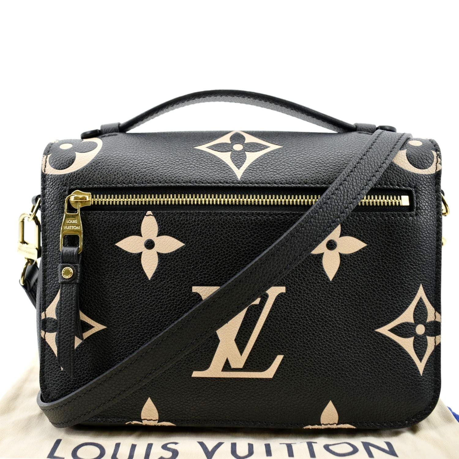 Louis Vuitton Pochette Empreinte Beige Leather Clutch Crossbody Bag from Neverfull W/Added Chain Preowned