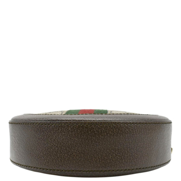 GUCCI Ophidia Mini GG Round Supreme Monogram Web Crossbody Bag Beige 550618