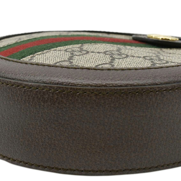 GUCCI Ophidia Mini GG Round Supreme Monogram Web Crossbody Bag Beige 550618