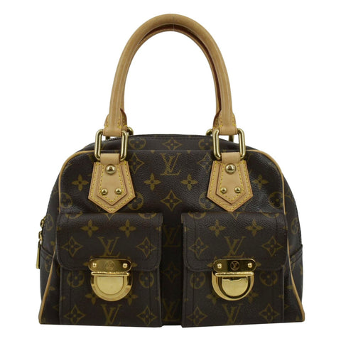 LOUIS VUITTON Manhattan PM Monogram Canvas Satchel Bag Brown