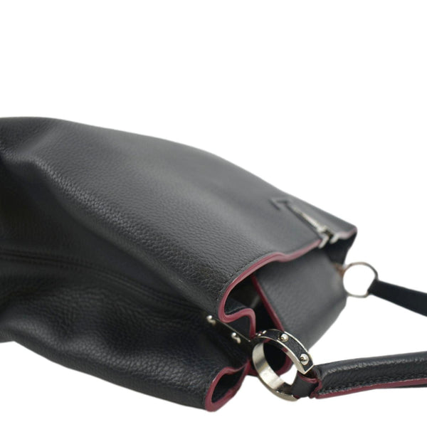 LOUIS VUITTON Capucines Taurillon Leather Satchel Bag Black