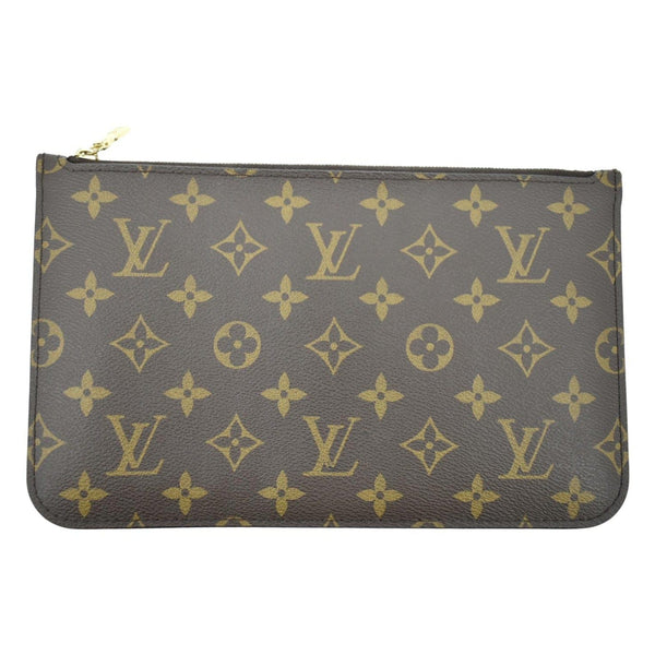 LOUIS VUITTON Neverfull Monogram Canvas Pochette Wristlet Pouch Brown