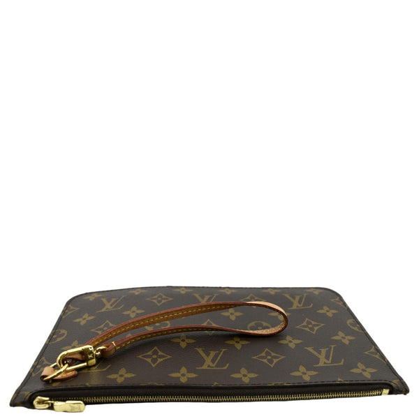 LOUIS VUITTON Neverfull Monogram Canvas Pochette Wristlet Pouch Brown