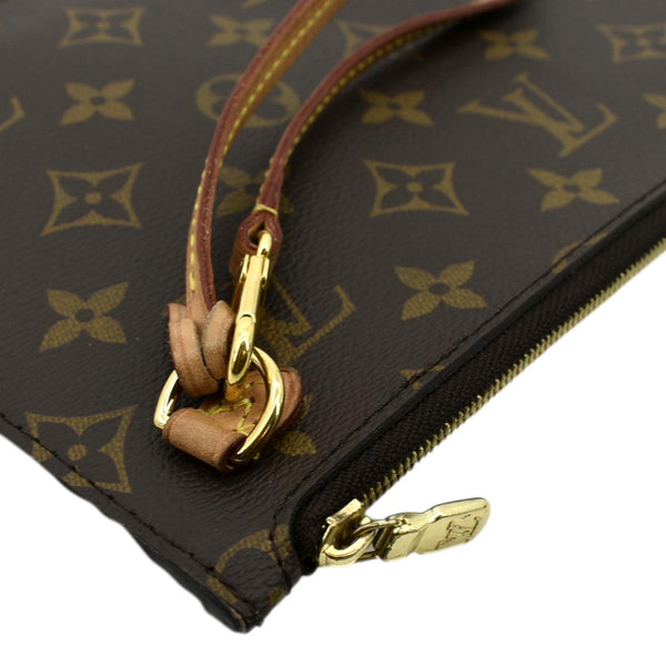 LOUIS VUITTON Neverfull Monogram Canvas Pochette Wristlet Pouch Brown