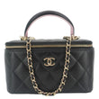 CHANEL Vanity Case Quilted Leather Top Handle Crossbody Bag Black