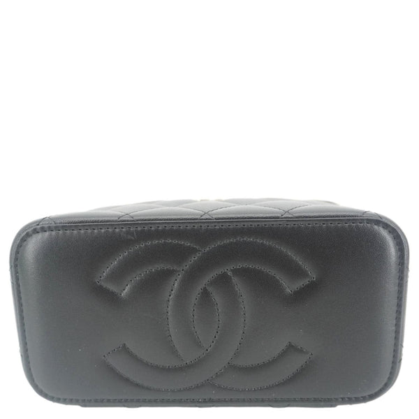 CHANEL Vanity Case Quilted Leather Top Handle Crossbody Bag Black