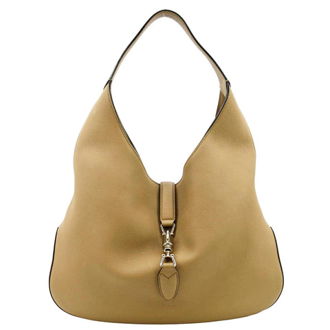 GUCCI Jackie Soft Leather Hobo Bag Beige 362968