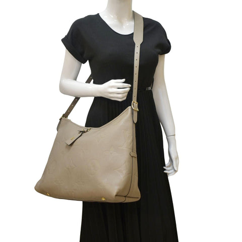 LOUIS VUITTON Carryall MM Monogram Empreinte Crossbody Bag Tourterelle Gray