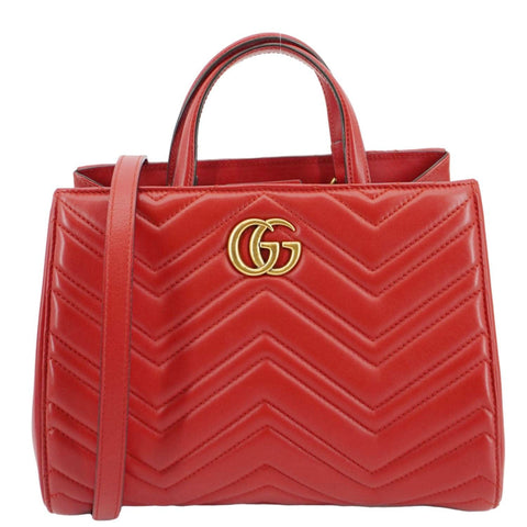 GUCCI GG Marmont Calfskin Matelasse Leather Shoulder Bag Red 448054