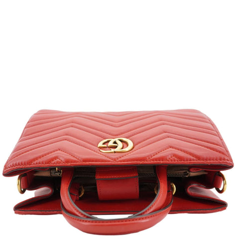 GUCCI GG Marmont Calfskin Matelasse Leather Shoulder Bag Red 448054