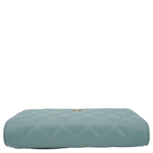 CHANEL Wallet On Chain Quilted Caviar Leather Crossbody Bag Sea Green